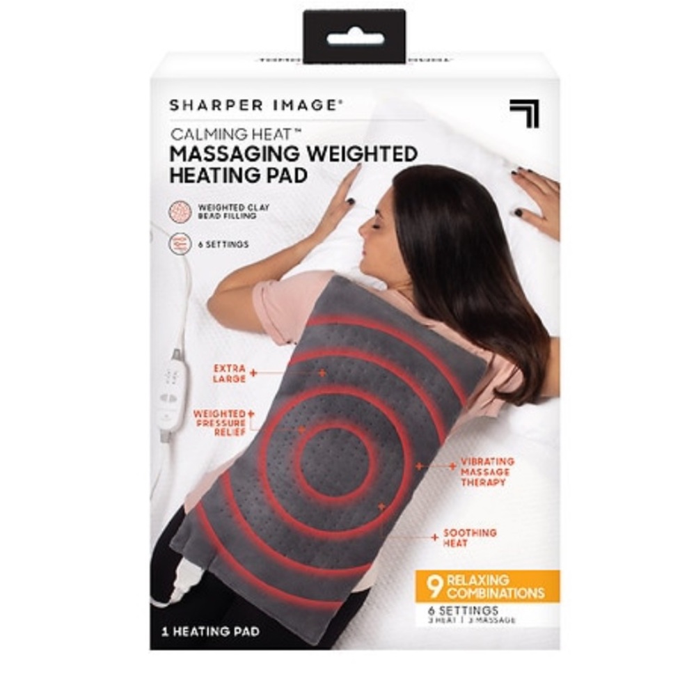Sharper Image Massaging Weighted Heating Pad - Black and Red